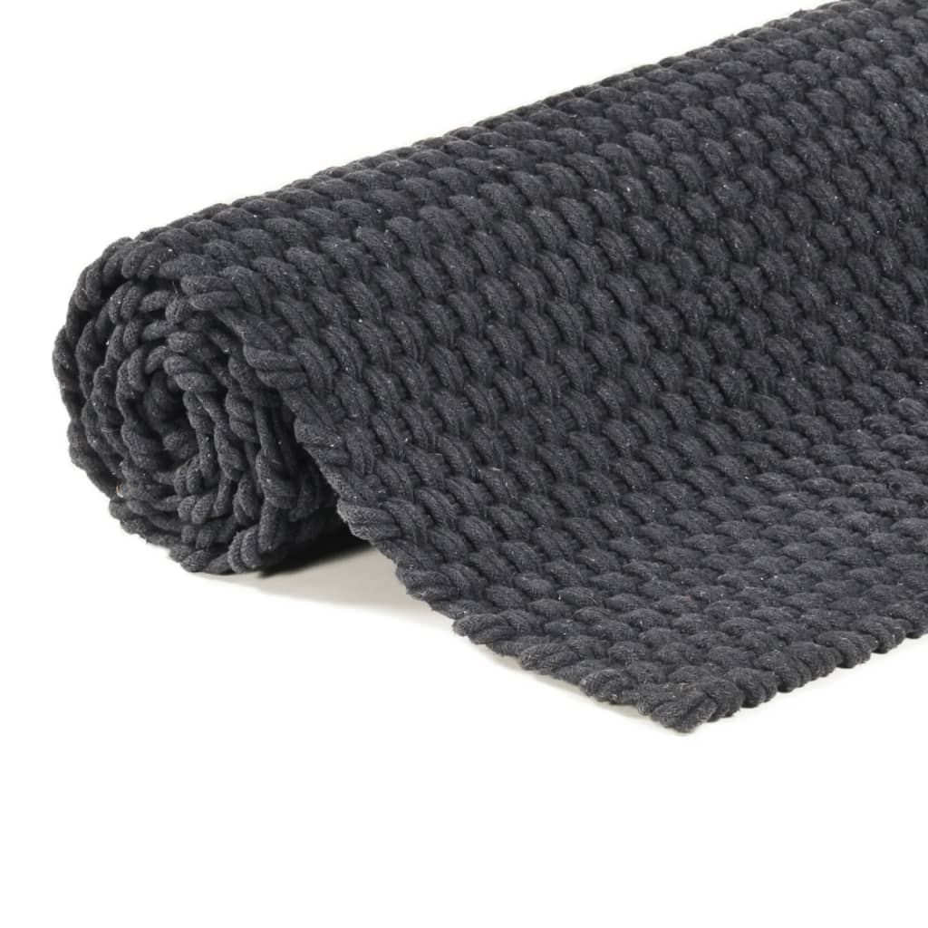 vidaXL Teppich Rechteckig Anthrazit 180x250 cm Baumwolle