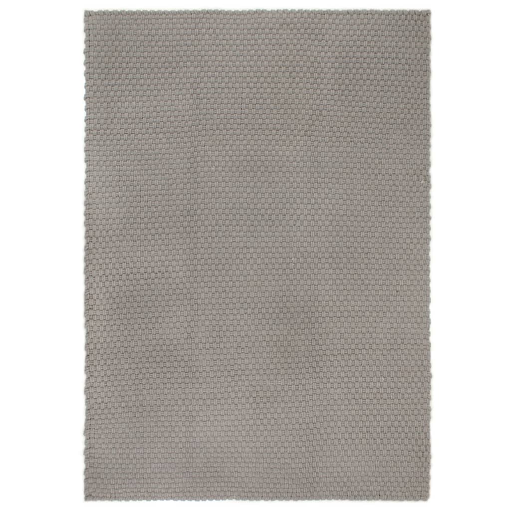 vidaXL Teppich Rechteckig Grau 80x160 cm Baumwolle