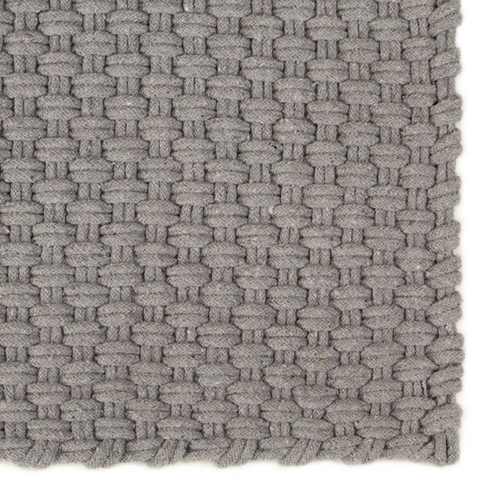 vidaXL Teppich Rechteckig Grau 80x160 cm Baumwolle