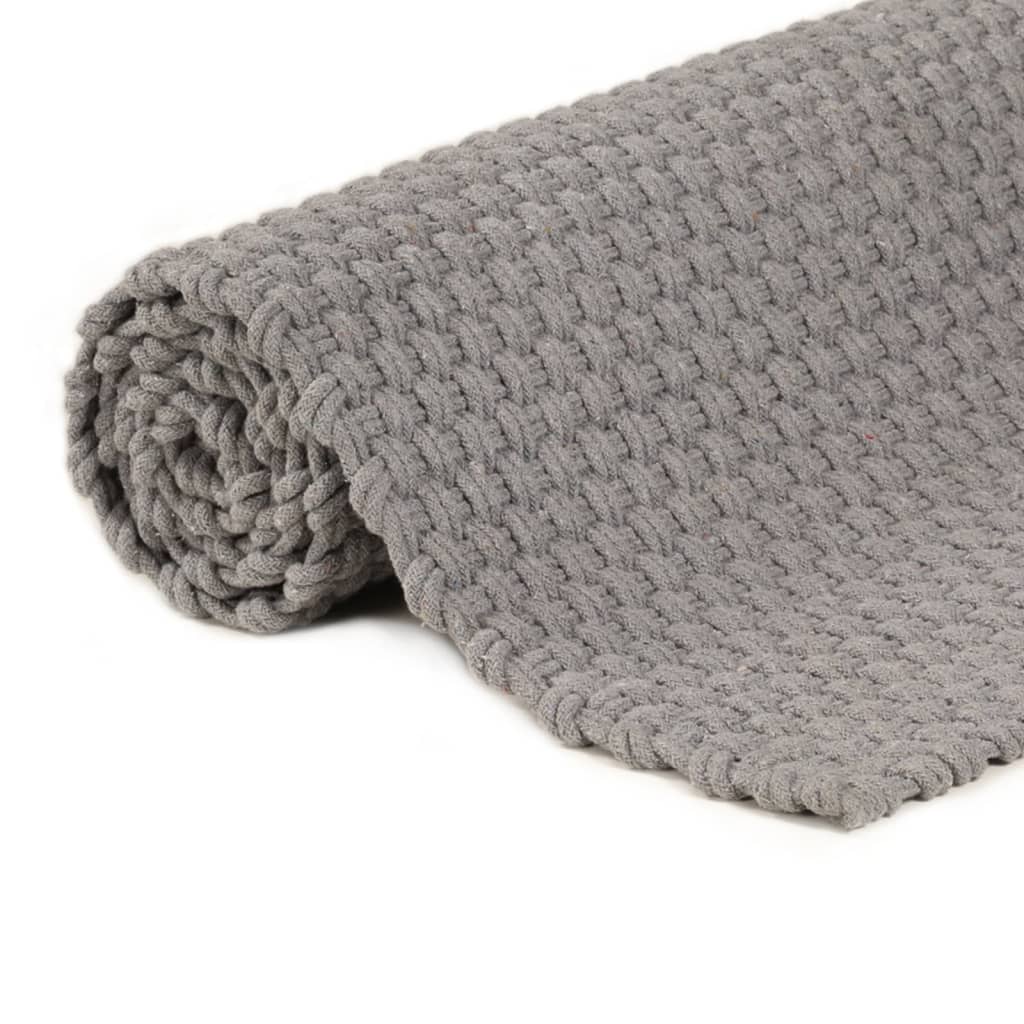 vidaXL Teppich Rechteckig Grau 80x160 cm Baumwolle