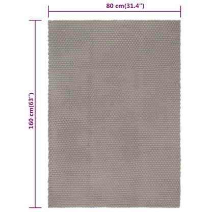 vidaXL Teppich Rechteckig Grau 80x160 cm Baumwolle