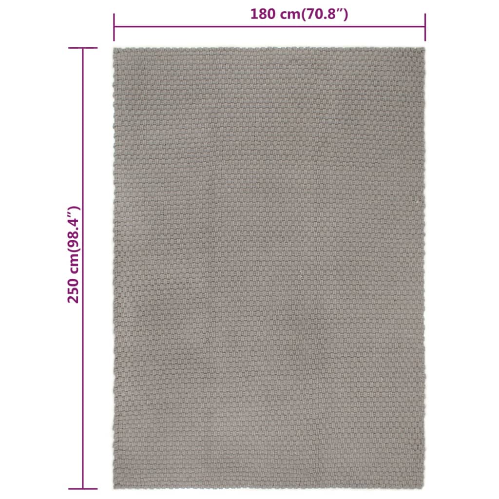 vidaXL Teppich Rechteckig Grau 180x250 cm Baumwolle