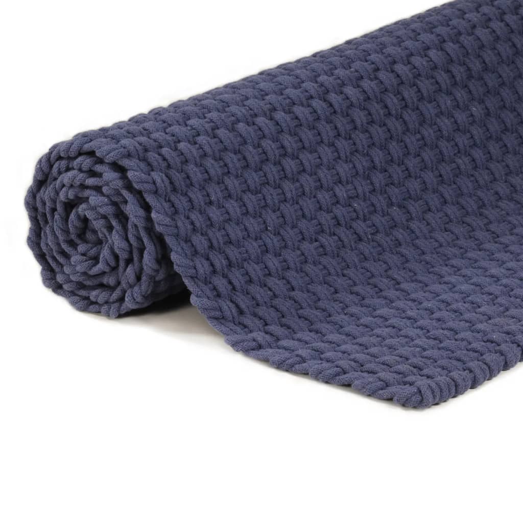 vidaXL Teppich Rechteckig Marineblau 160x230 cm Baumwolle