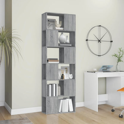 vidaXL Bücherregal/Raumteiler Grau Sonoma 60x24x186 cm