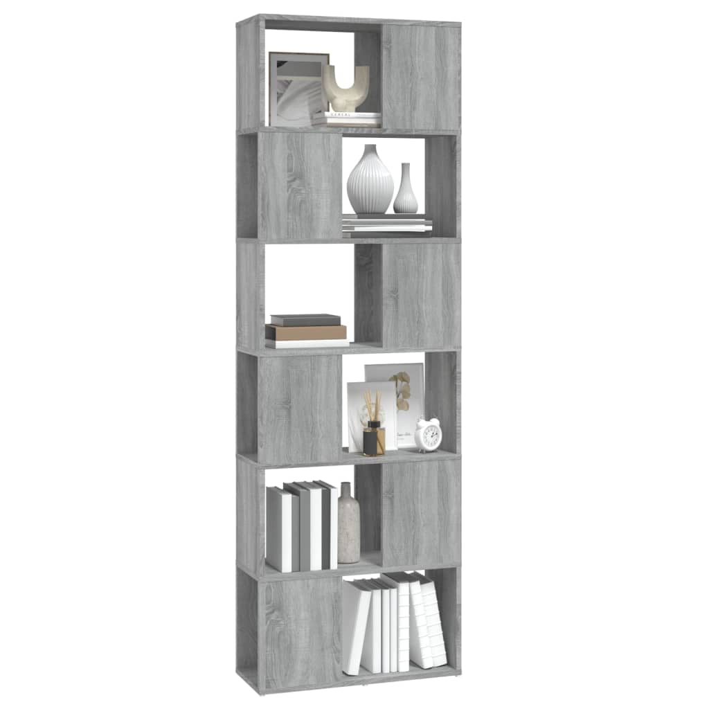 vidaXL Bücherregal/Raumteiler Grau Sonoma 60x24x186 cm