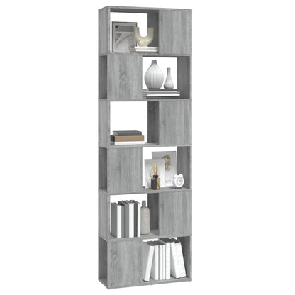 vidaXL Bücherregal/Raumteiler Grau Sonoma 60x24x186 cm