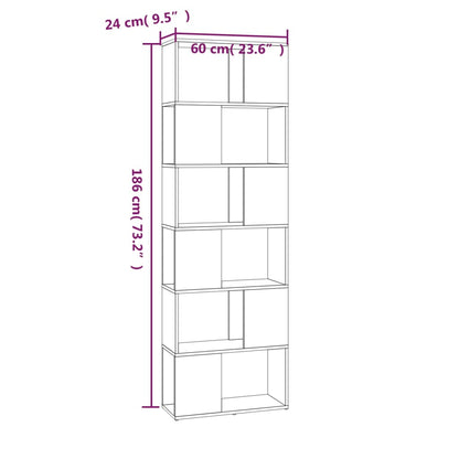vidaXL Bücherregal/Raumteiler Grau Sonoma 60x24x186 cm