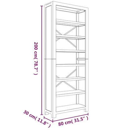 vidaXL Bibliothèque 7 étagères 80x30x200 cm Bois d'acacia massif