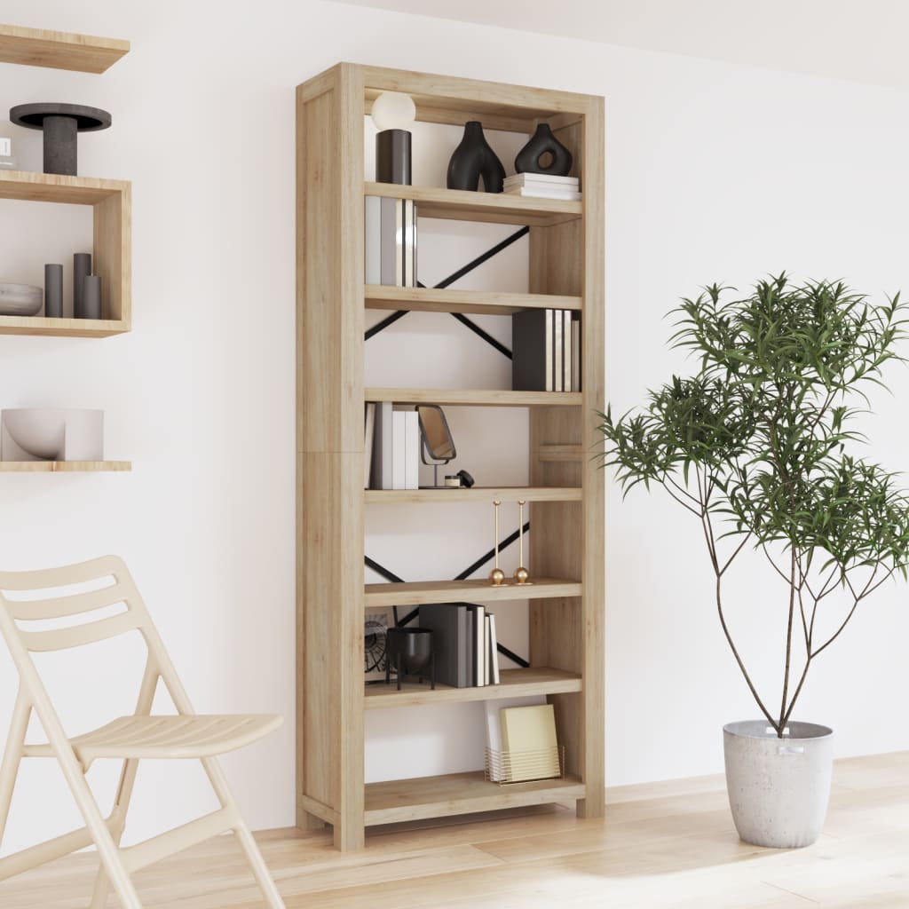 vidaXL Bibliothèque 7 étagères 80x30x200 cm Bois d'acacia massif