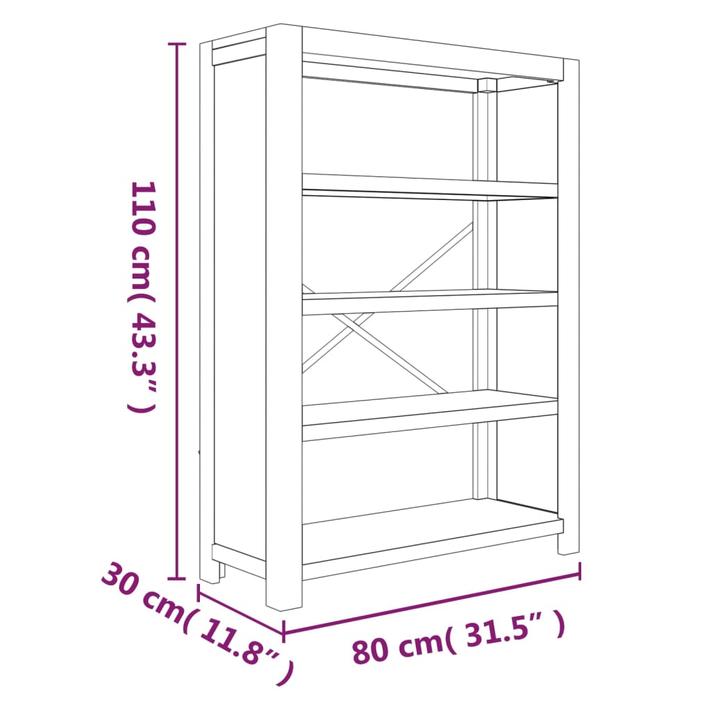 vidaXL Étagère à 4 niveaux 80x30x110 cm Bois d'acacia massif