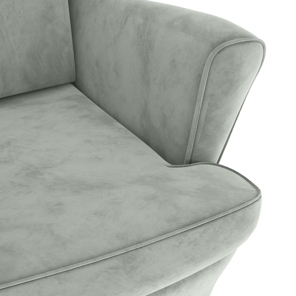 vidaXL Ohrensessel mit Hocker Hellgrau Samt