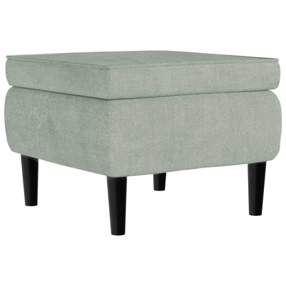vidaXL Ohrensessel mit Hocker Hellgrau Samt