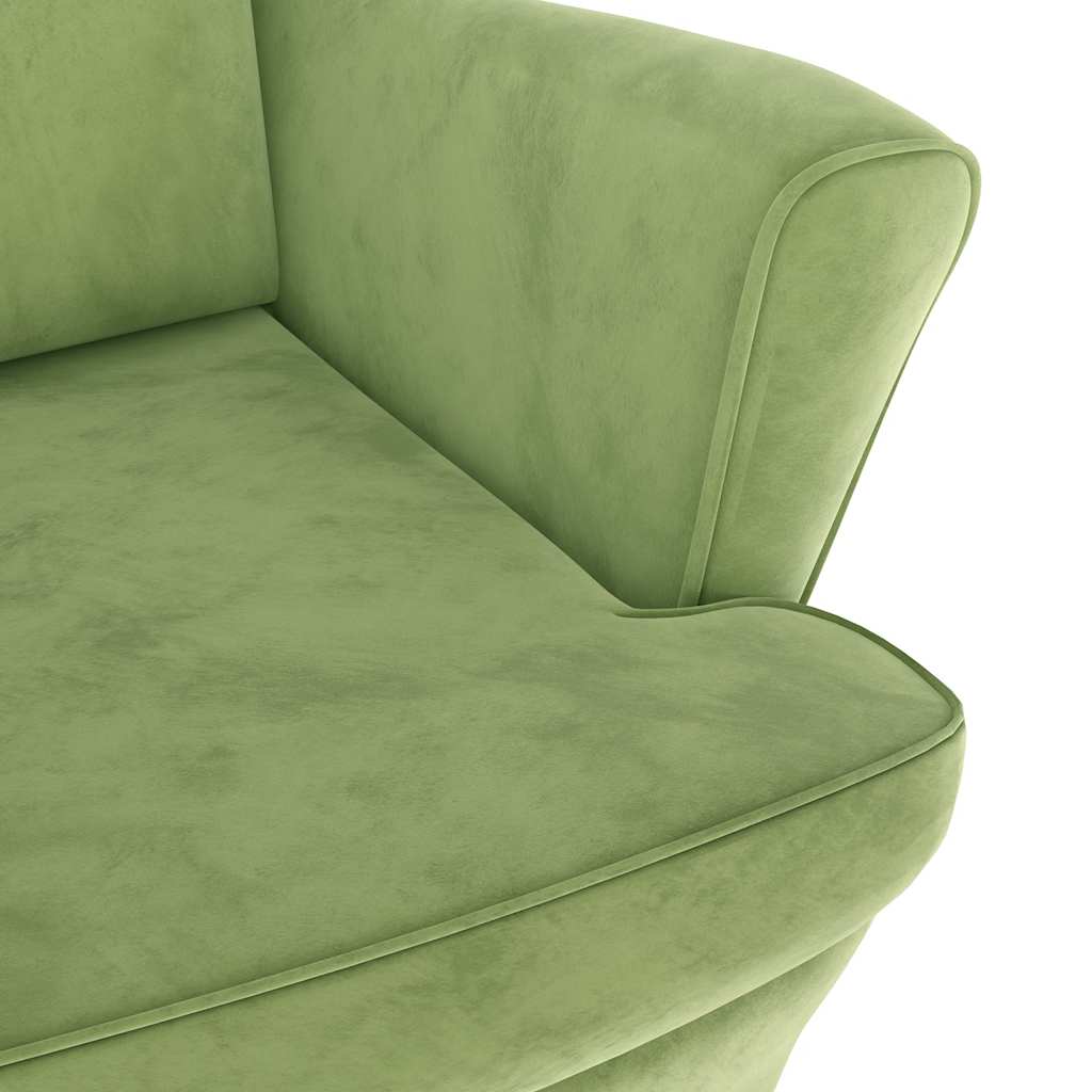 vidaXL Ohrensessel mit Hocker Hellgrün Samt