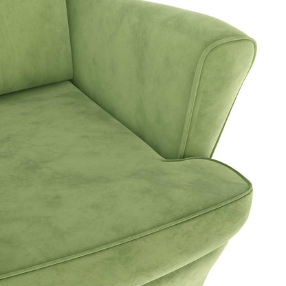 vidaXL Ohrensessel mit Hocker Hellgrün Samt