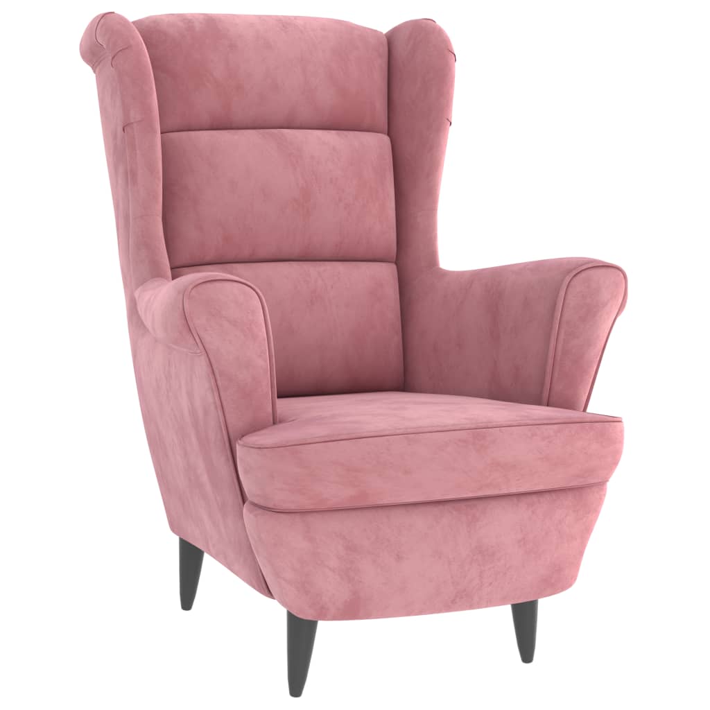 vidaXL Ohrensessel mit Hocker Rosa Samt