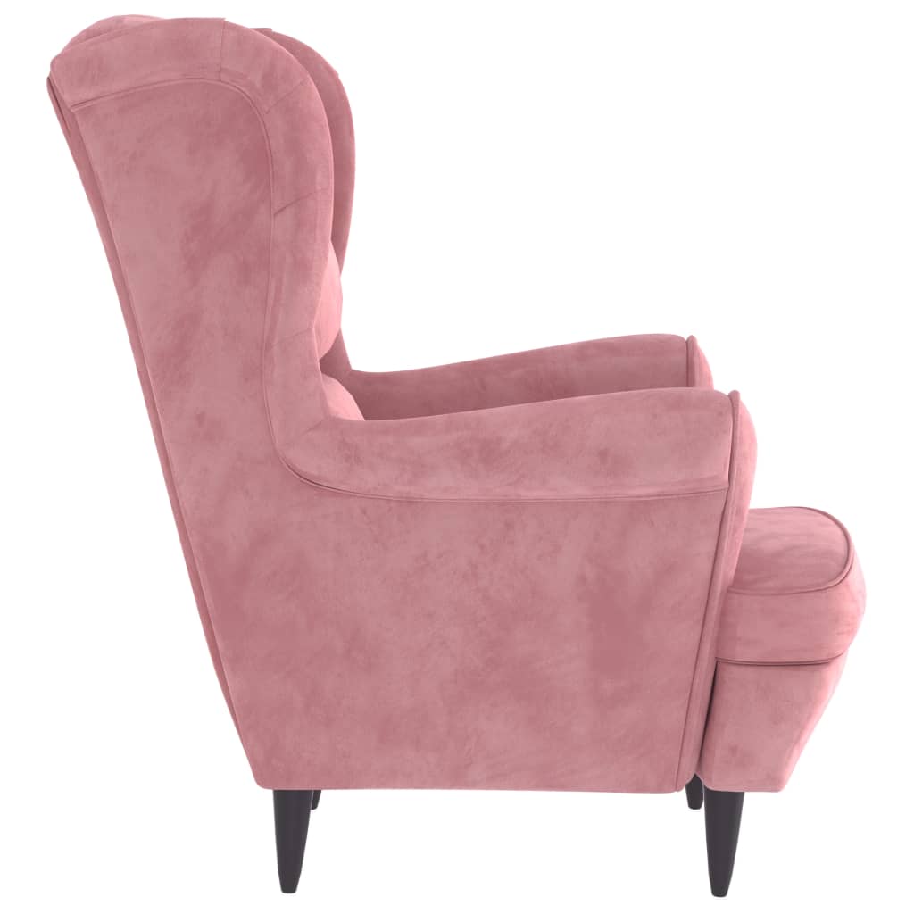 vidaXL Ohrensessel mit Hocker Rosa Samt