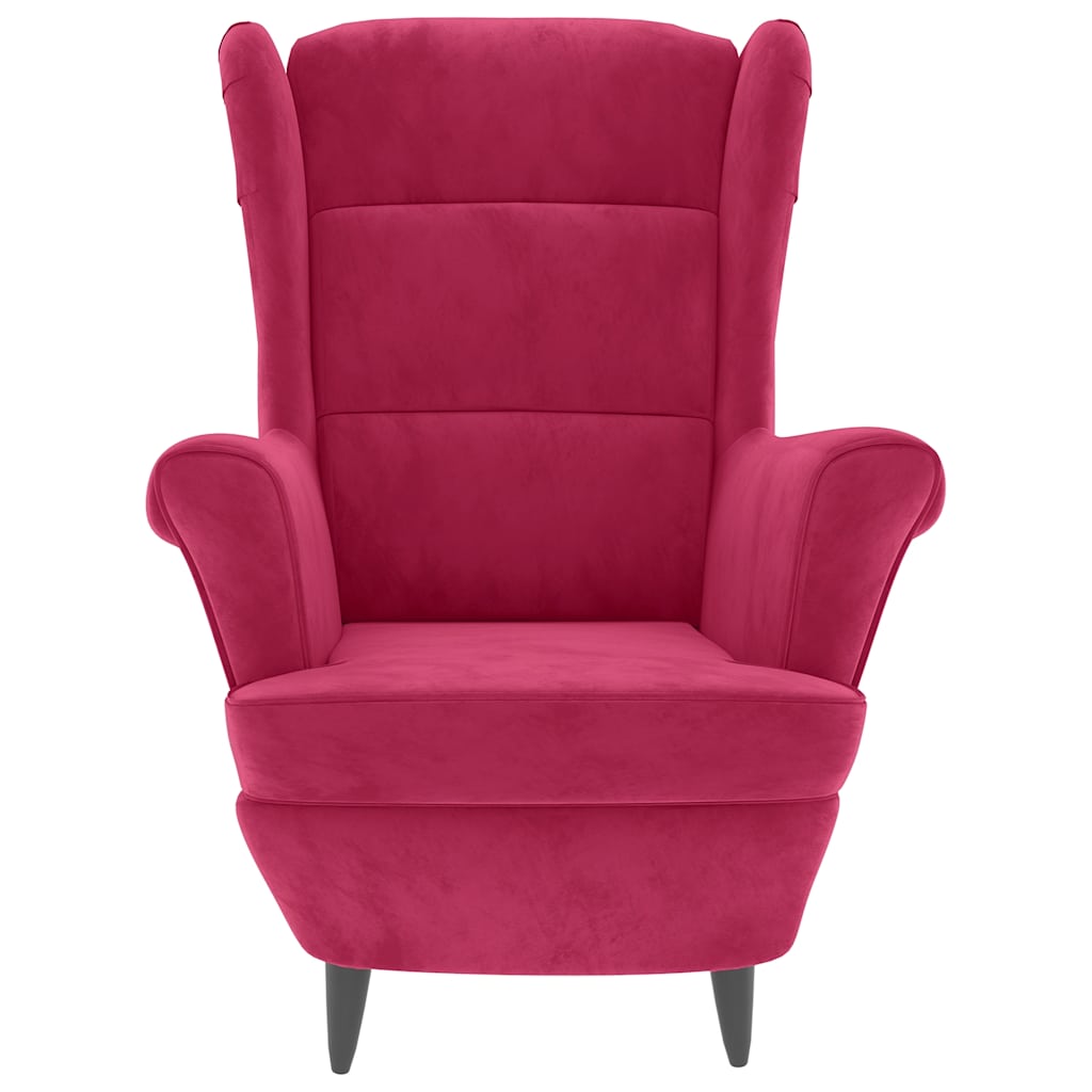 vidaXL Ohrensessel mit Hocker Weinrot Samt