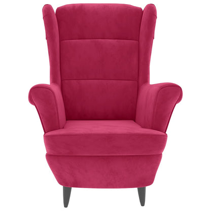 vidaXL Ohrensessel mit Hocker Weinrot Samt