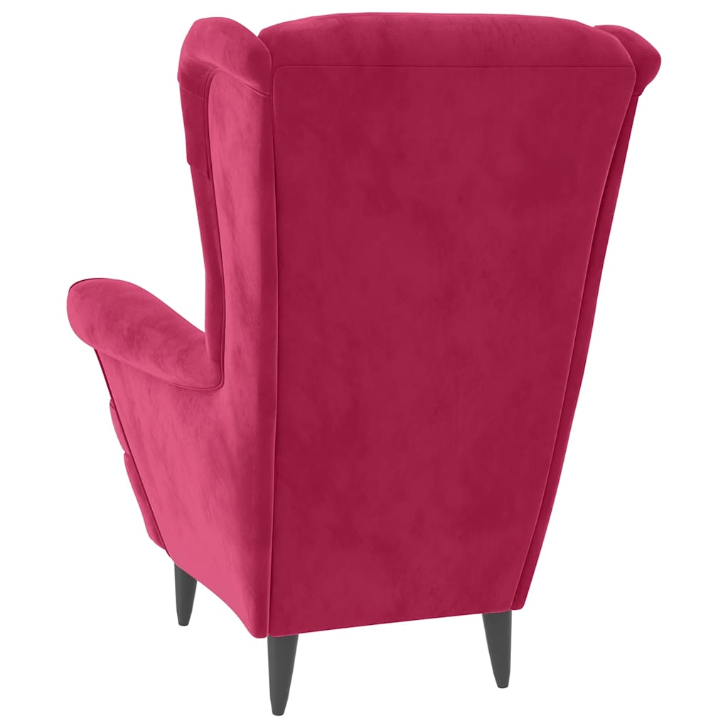 vidaXL Ohrensessel mit Hocker Weinrot Samt