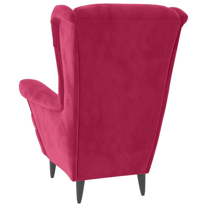 vidaXL Ohrensessel mit Hocker Weinrot Samt