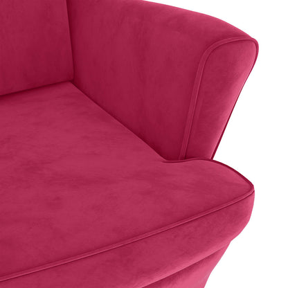 vidaXL Ohrensessel mit Hocker Weinrot Samt