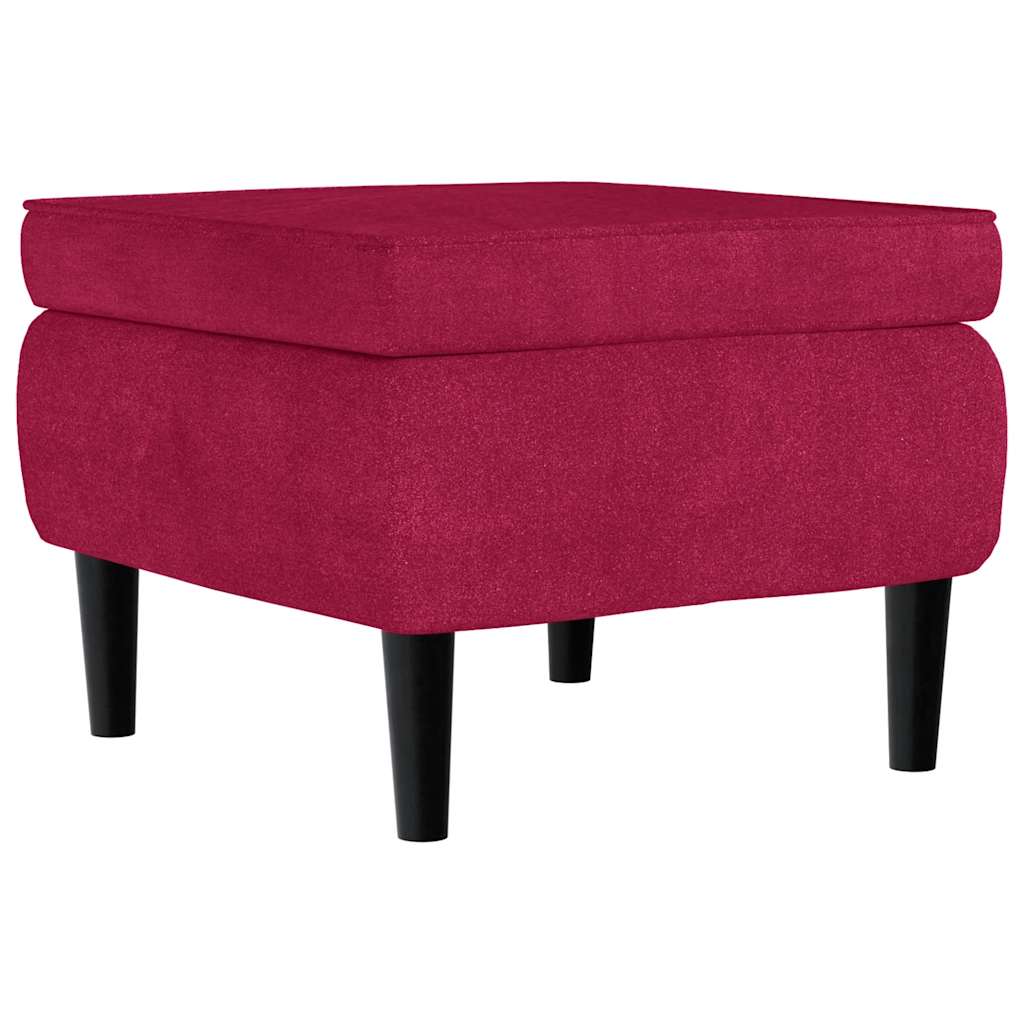 vidaXL Ohrensessel mit Hocker Weinrot Samt