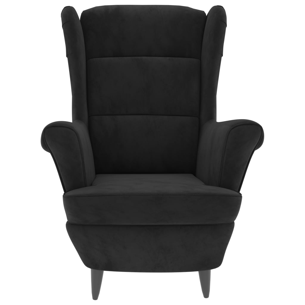 vidaXL Ohrensessel mit Hocker Schwarz Samt