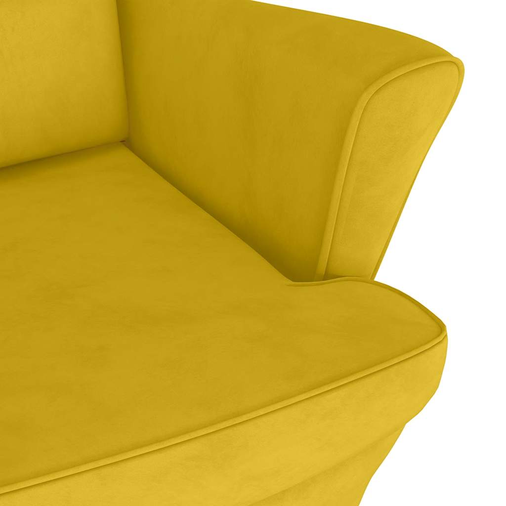 vidaXL Ohrensessel mit Hocker Senfgelb Samt