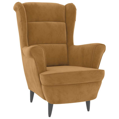 vidaXL Ohrensessel mit Hocker Braun Samt