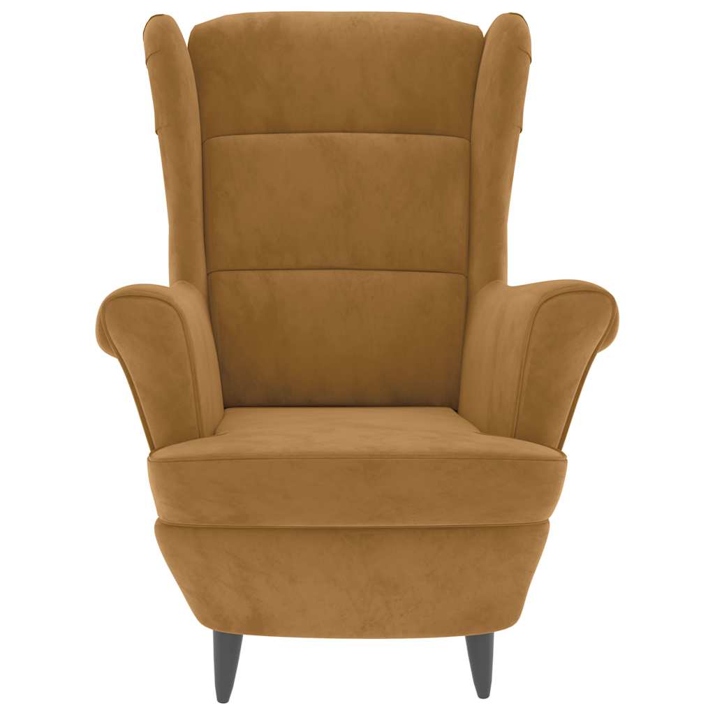 vidaXL Ohrensessel mit Hocker Braun Samt