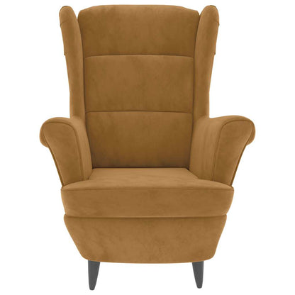 vidaXL Ohrensessel mit Hocker Braun Samt