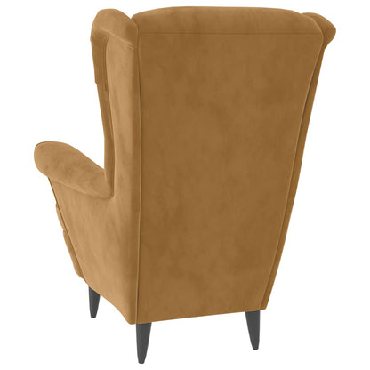 vidaXL Ohrensessel mit Hocker Braun Samt