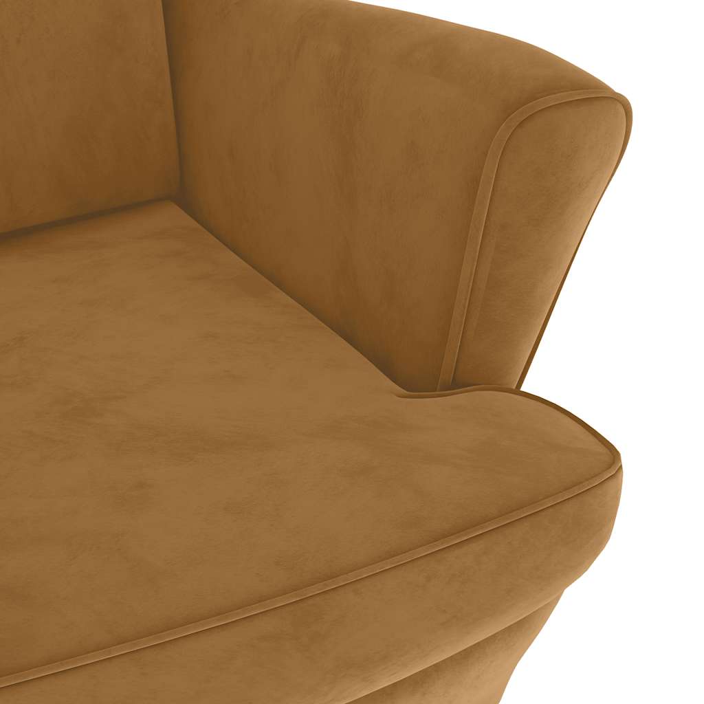 vidaXL Ohrensessel mit Hocker Braun Samt