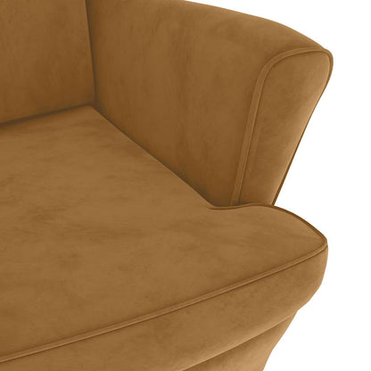 vidaXL Ohrensessel mit Hocker Braun Samt