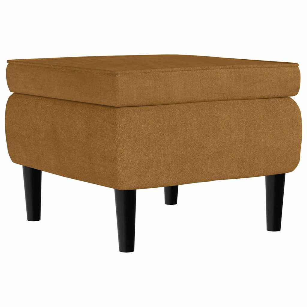 vidaXL Ohrensessel mit Hocker Braun Samt