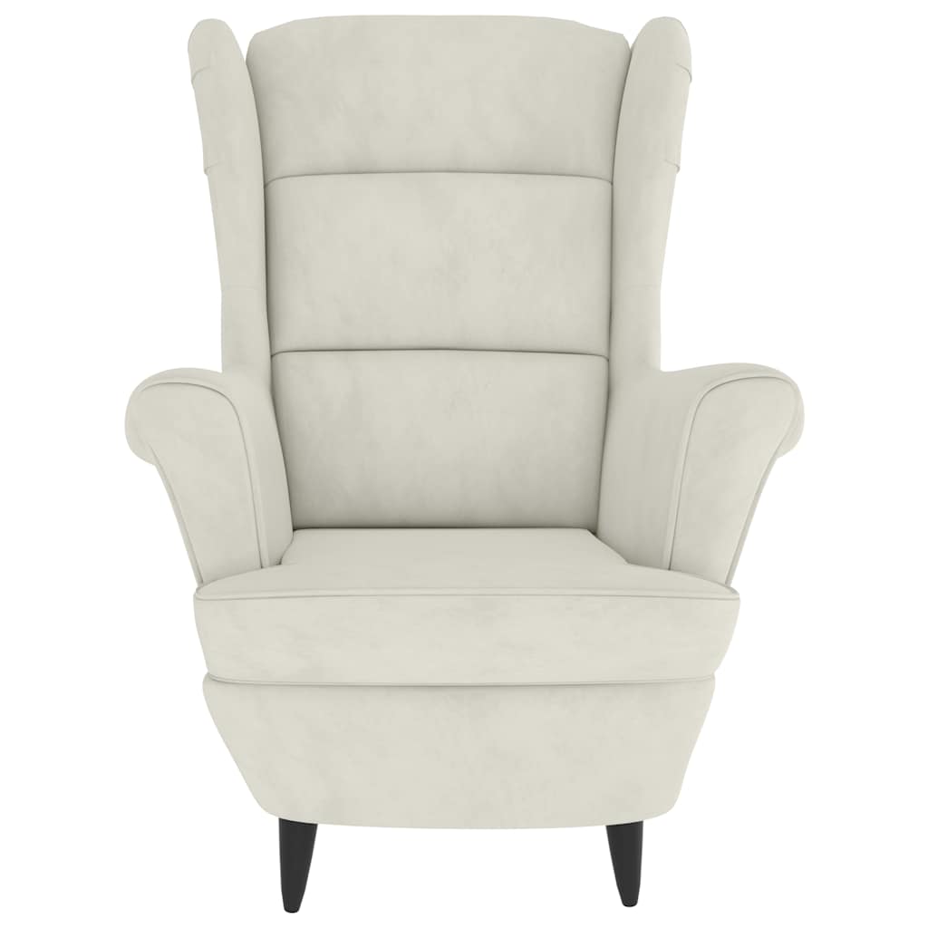 vidaXL Ohrensessel mit Hocker Creme Samt