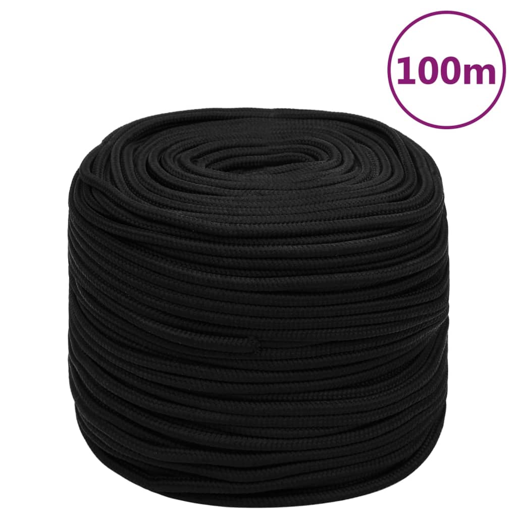 vidaXL Arbeitsseil Schwarz 8 mm 100 m Polyester