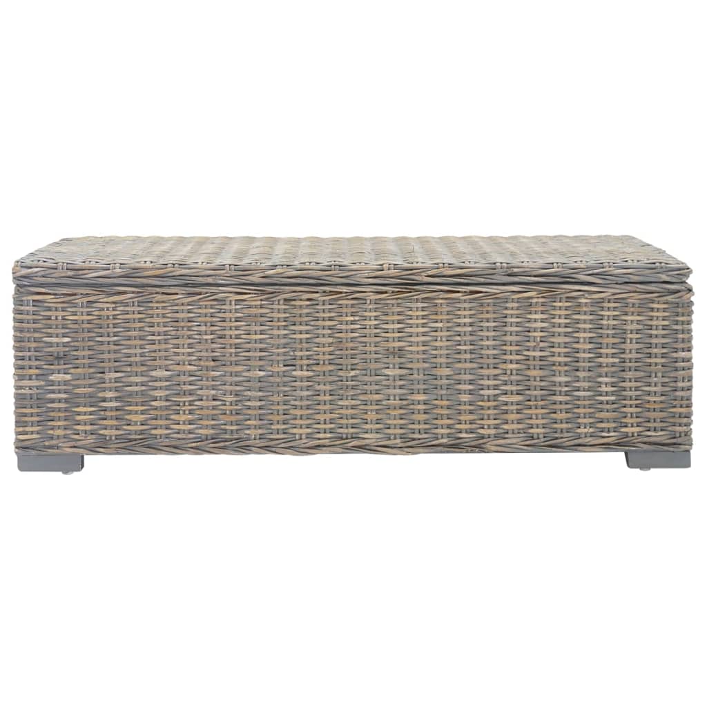 vidaXL Truhe Grau 110 cm Natur Kubu Rattan & Massivholz Mahagoni