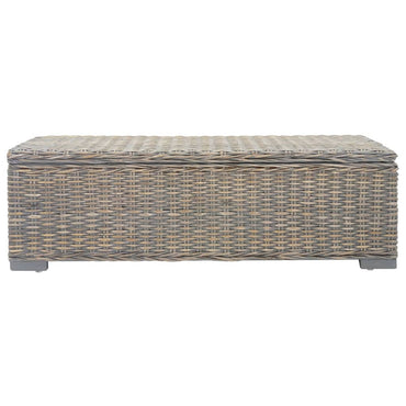 vidaXL Truhe Grau 110 cm Natur Kubu Rattan & Massivholz Mahagoni