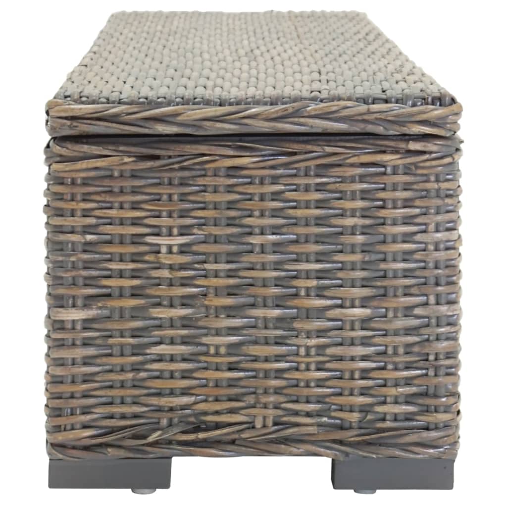 vidaXL Truhe Grau 110 cm Natur Kubu Rattan & Massivholz Mahagoni