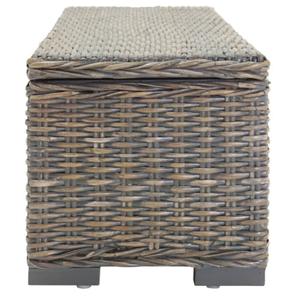 vidaXL Truhe Grau 110 cm Natur Kubu Rattan & Massivholz Mahagoni