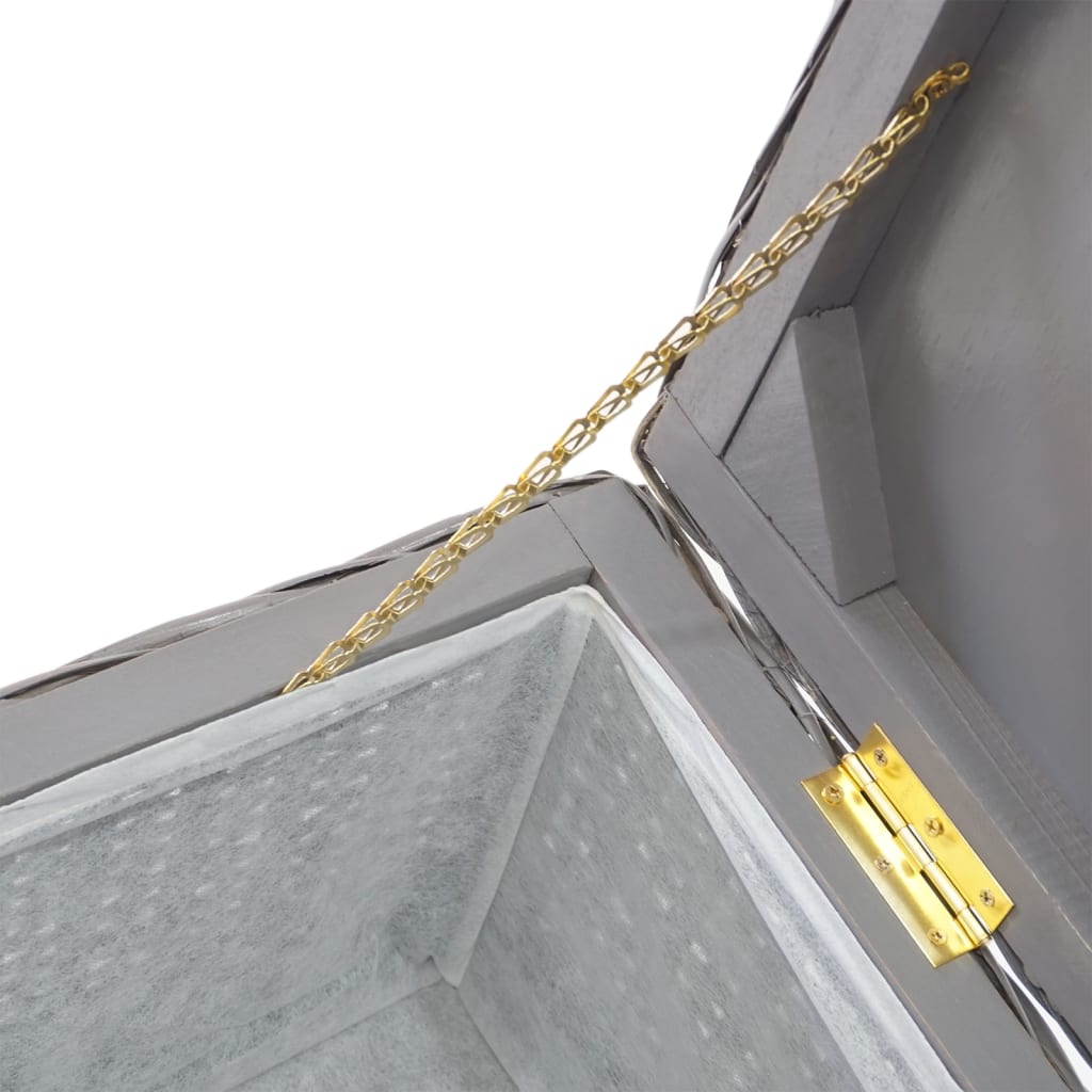 vidaXL Truhe Grau 110 cm Natur Kubu Rattan & Massivholz Mahagoni