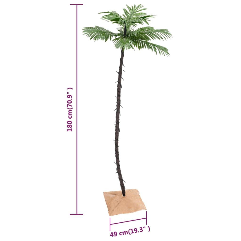 vidaXL Künstliche Palme mit 96 LEDs Warmweiß 180 cm