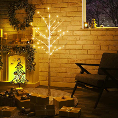 vidaXL LED-Birke Warmweiß 72 LEDs 150 cm