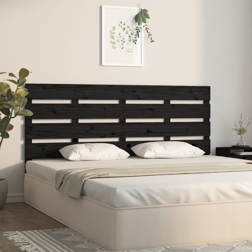 vidaXL Kopfteil Schwarz 180x3x80 cm Massivholz Kiefer