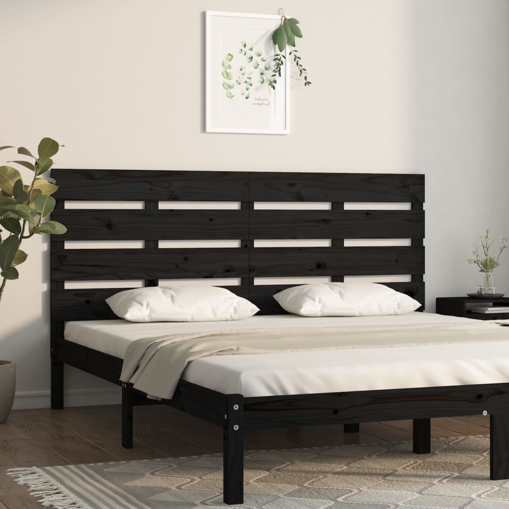 vidaXL Kopfteil Schwarz 180x3x80 cm Massivholz Kiefer