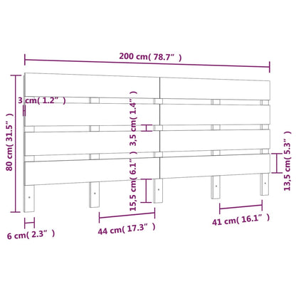 vidaXL Kopfteil Weiß 200x3x80 cm Massivholz Kiefer