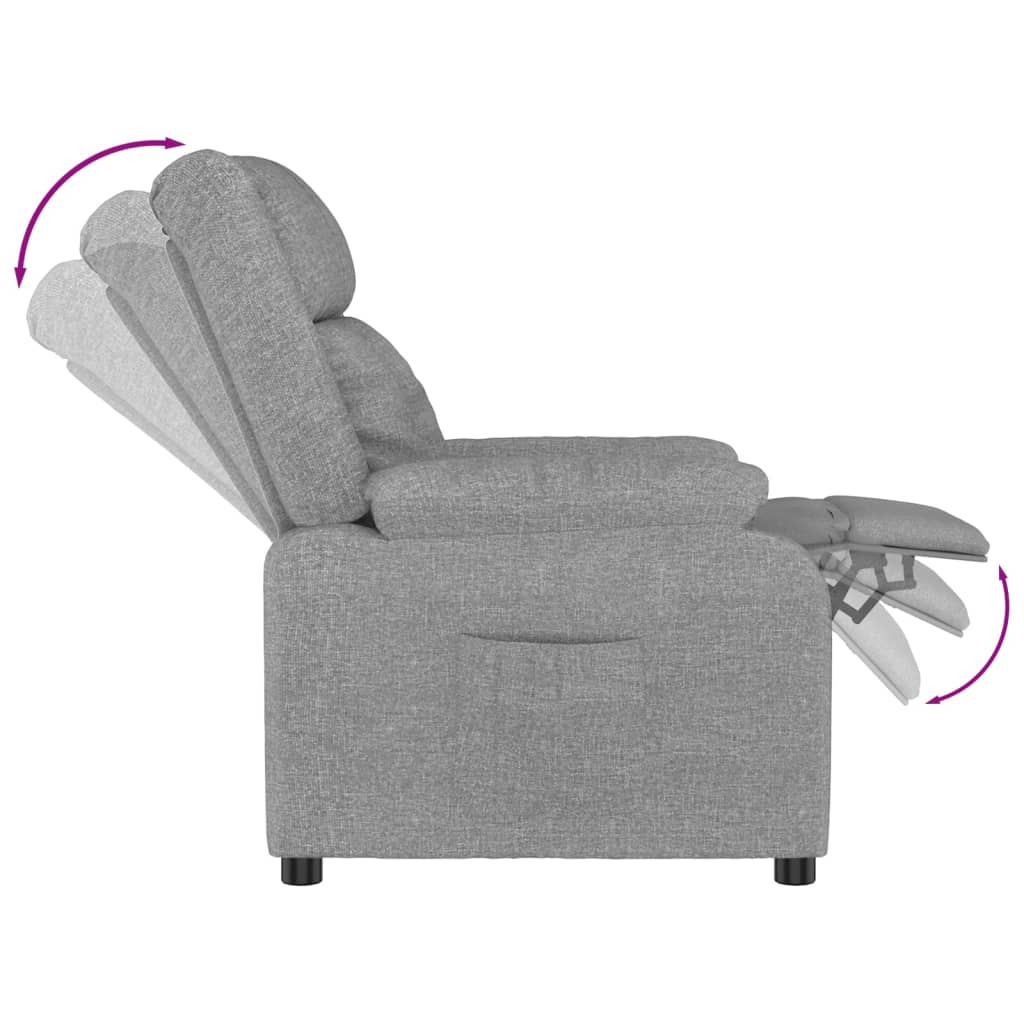vidaXL Fauteuil relax Gris clair Tissu