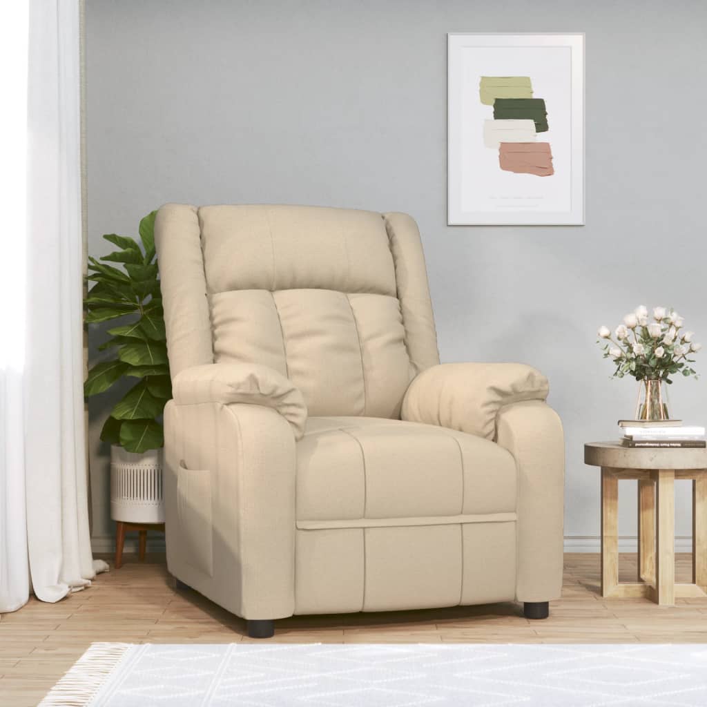 vidaXL Fauteuil relax crème tissu