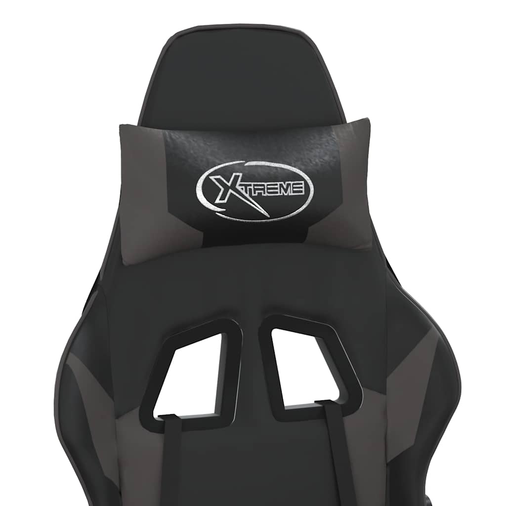 Gaming-Stuhl mit Massage & Fußstütze Schwarz & Grau Kunstleder